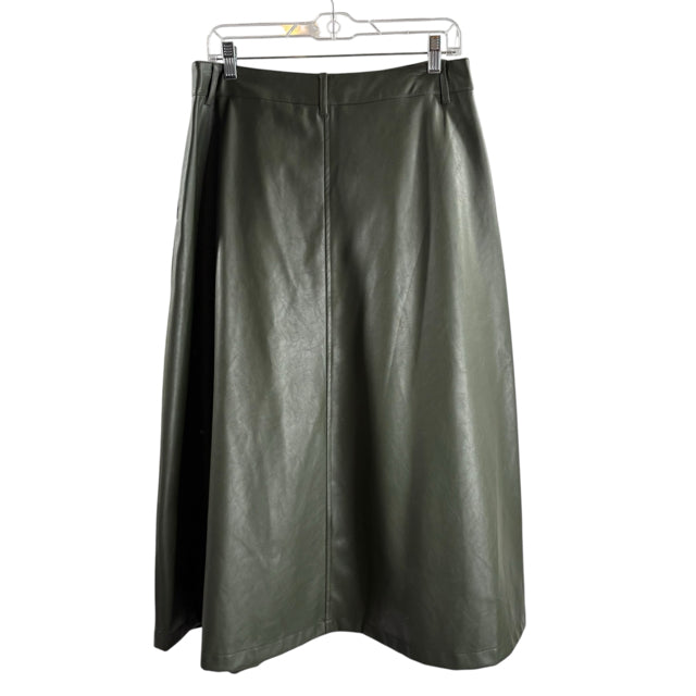 POMANDER PLACE Size 8 Olive Midi Faux Leather SKIRT