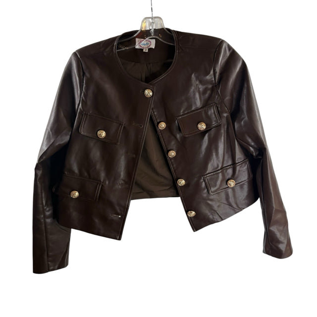 TIPPY KAT Size MED Brown Vegan Leather JACKET