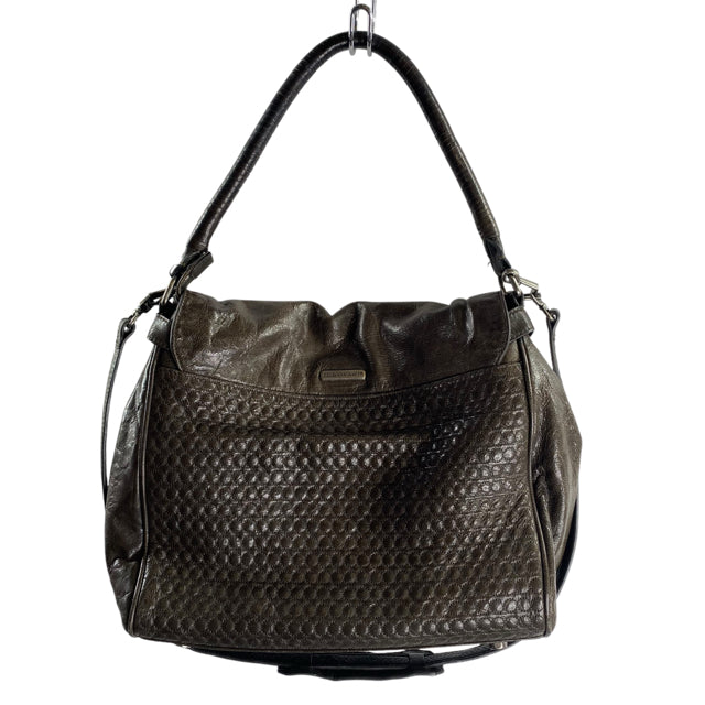REBECCA MINKOFF Dark Brown Leather Double Handle PURSE