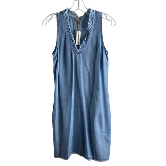 TOMMY BAHAMA Size X-SMALL Light Blue Ruffle Sleeveless Chambray NWT DRESS