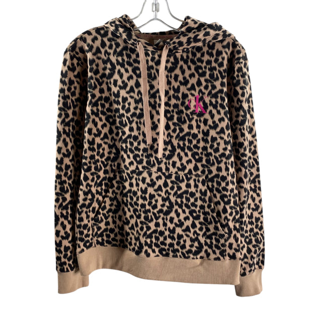 CALVIN KLEIN Size X-SMALL Tan/Black Animal Long Sleeve Hoodie TOP
