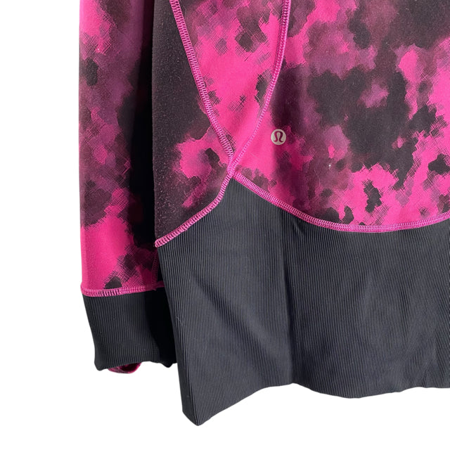 LULULEMON Size 8 Pink/Black Tie-Dye Hoodie ACTIVE TOP