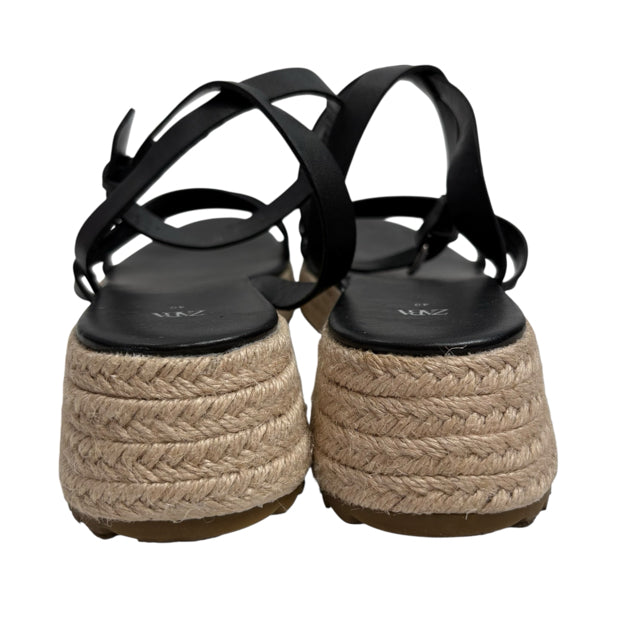 ZARA Size 40 Black Platform Sandal Rattan SHOE