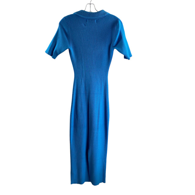 CAROLINE CONSTAS Size MEDIUM Bright Blue Short Sleeve Rayon Blend NWT DRESS