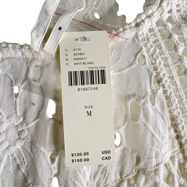 by ANTHROPOLOGIE Size MEDIUM White Eyelet Long Sleeve Peasant Cotton NWT TOP