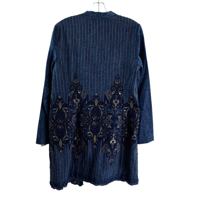 CHICOS Size CHICOS 0 Blue Embroidered Long Sleeve Denim BLAZ / JKT