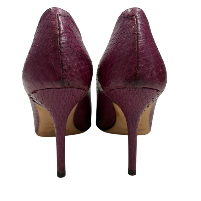 JIMMY CHOO Size 36 1/2 Raspberry Pump Snake Look SHOE