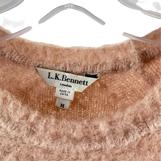 LK BENNETT Size MED Pink Long Sleeve Crewneck Mohair Blend SWEATER