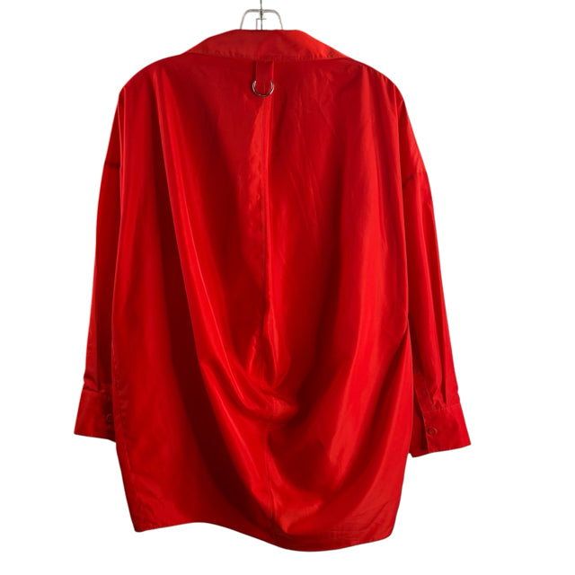 TIBI Size XX-SMALL Orange Long Sleeve Button Front Polyester BLOUSE