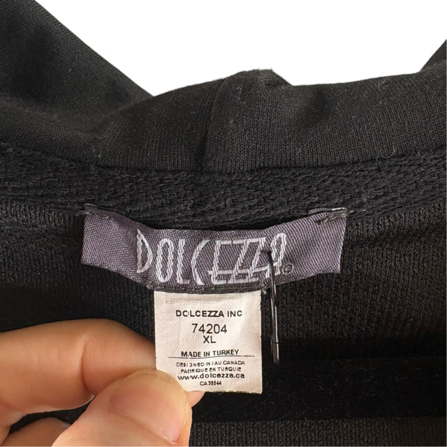 DOLCEZZA Size X-LARGE Black Long Sleeve Hood TOP