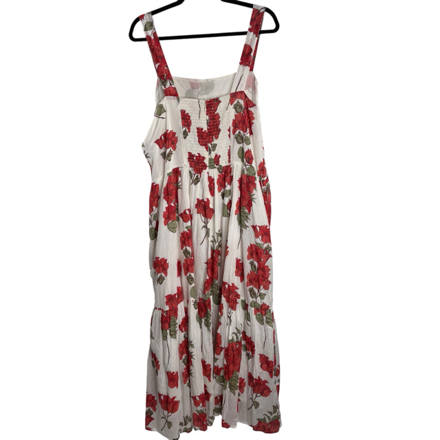 PINK CHICKEN Size X-LARGE White/Red Large Floral Strappy NWT DRESS