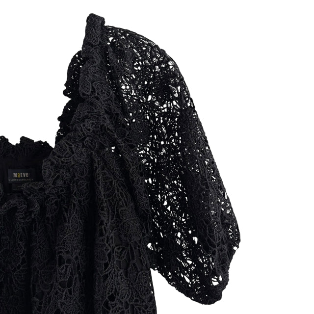 ANTHRO // MAEVE Size SMALL Black Lace 3/4 Sleeve Peasant Polyester TOP