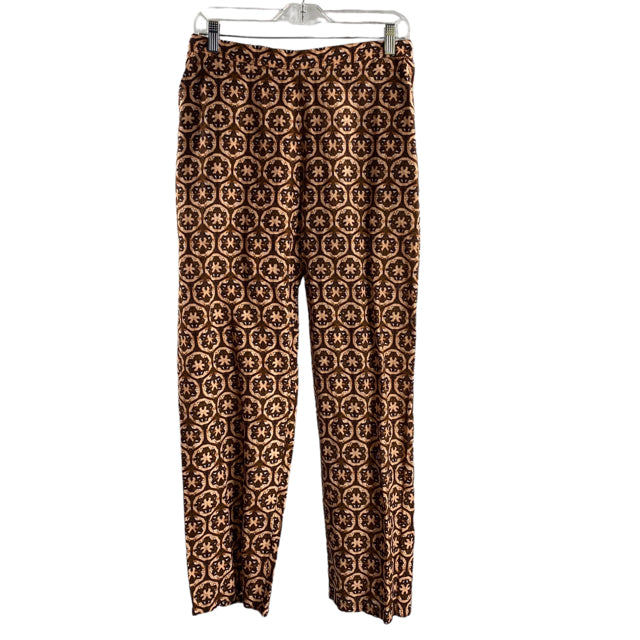 MASON'S DAUGHTER Size MEDIUM Brown/Pink Print Elastic Waist Cotton Blend PANTS