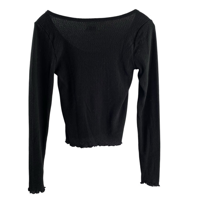 PILCRO Size SMALL Black Long Sleeve Button Front Polyester Blend TOP