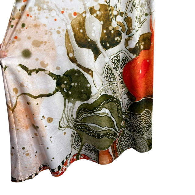 KAZIUKI Size SMALL White/Multi Print Maxi Rayon Blend SKIRT