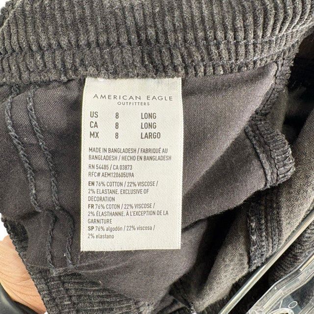 AMERICAN EAGLE Size 8 Black Cargo Corduroy PANTS