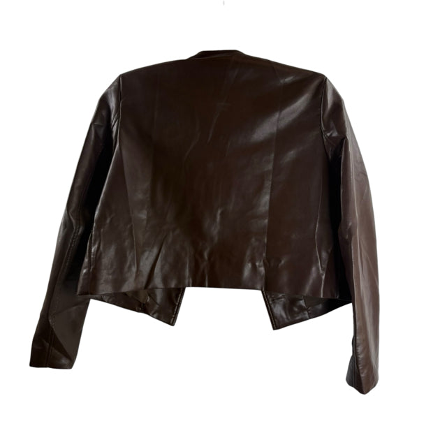 TIPPY KAT Size MED Brown Vegan Leather JACKET