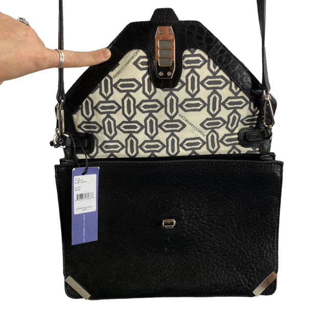 REBECCA MINKOFF Black/Silver Leather Cross Body NWT PURSE