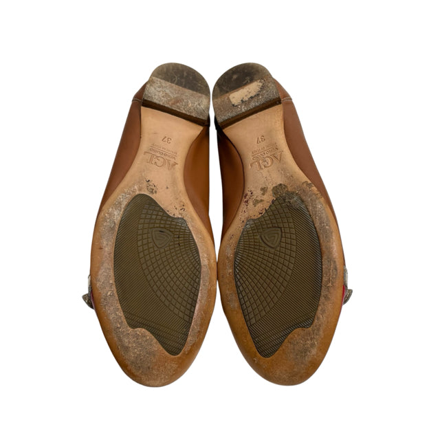 AGL Size 37 Red/Tan Ballet AS IS! SHOE