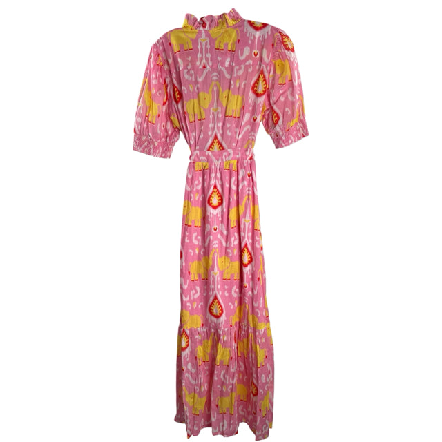SHERIDAN FRENCH Size MED Pink/Yellow Print Short Sleeve DRESS