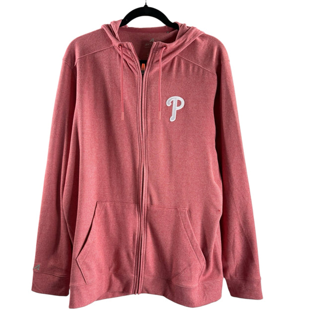 ANTIGUA Size LARGE Red Long Sleeve Hood TOP