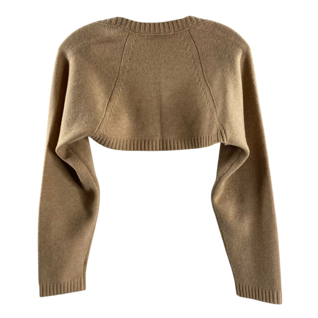 DOROTHEE SCHUMACHER Size SMALL Tan Long Sleeve Shrug Wool Blend SWEATER