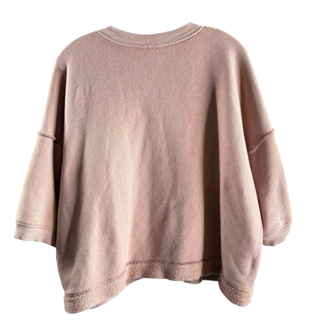 FREE PEOPLE Size SMALL Pink Short Sleeve Sweatshirt TOP