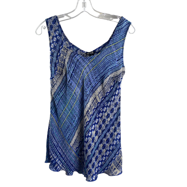 NIC & ZOE Size SMALL Blue/White Print Sleeveless BLOUSE