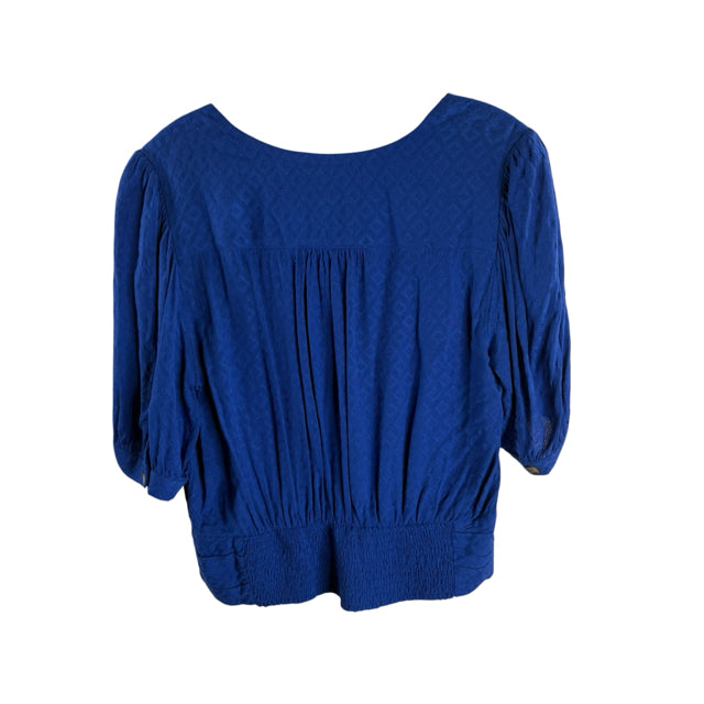 MAEVE Size 10 Royal Blue Elbow Sleeve V-Neck TOP