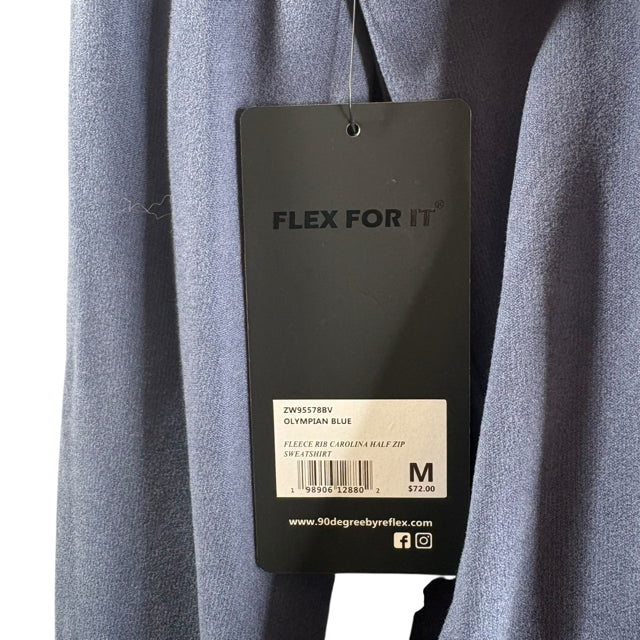 90 DEGREE BY REFLEX Size MEDIUM Dark Blue Kangaroo Pocket Polyester ACTIVE TOP