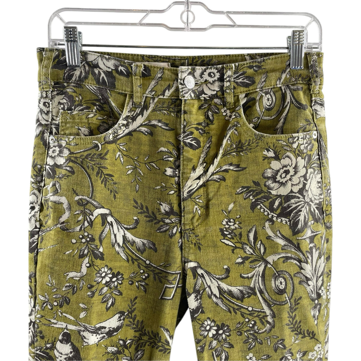 PILCRO Size 28 Green/Brown Floral Straight Leg JEANS