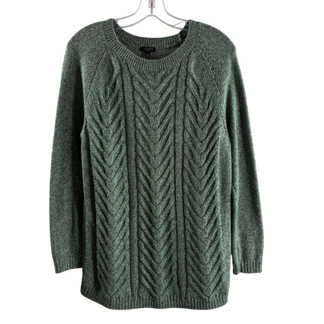 TALBOTS Size PET M Green Long Sleeve Crewneck SWEATER