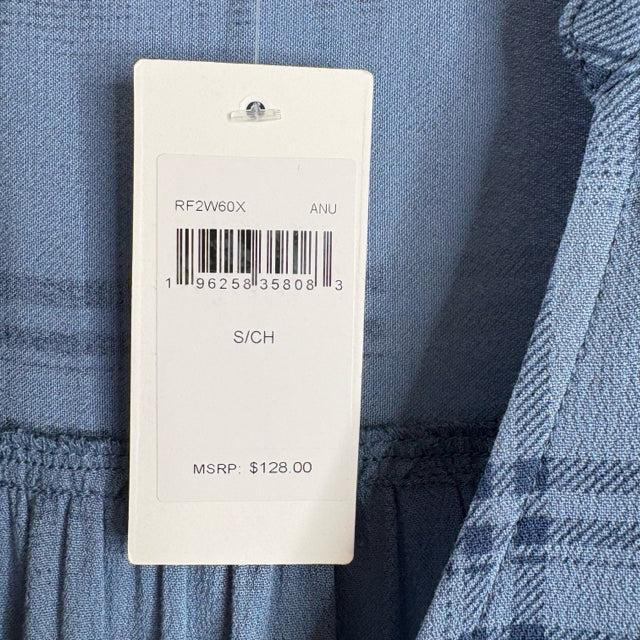 SPLENDID Size SMALL Blue Plaid Long Sleeve Cross Front Viscose NWT TOP