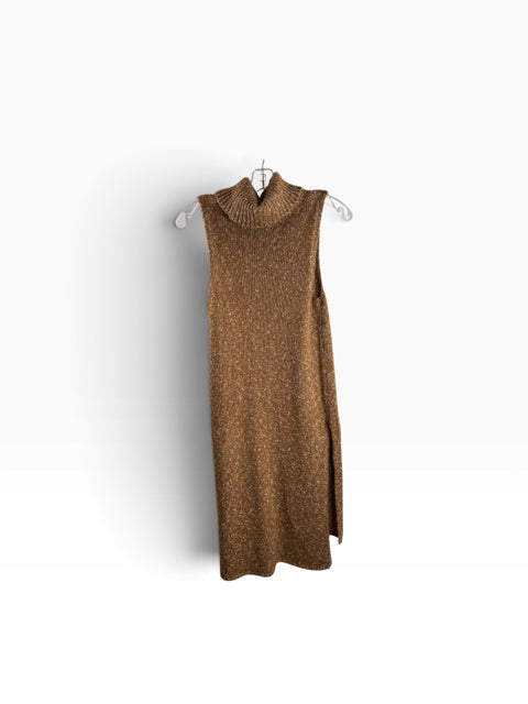 ANTHROPOLOGIE Size MED Brown/White Tweed Sleeveless Sweaterknit DRESS