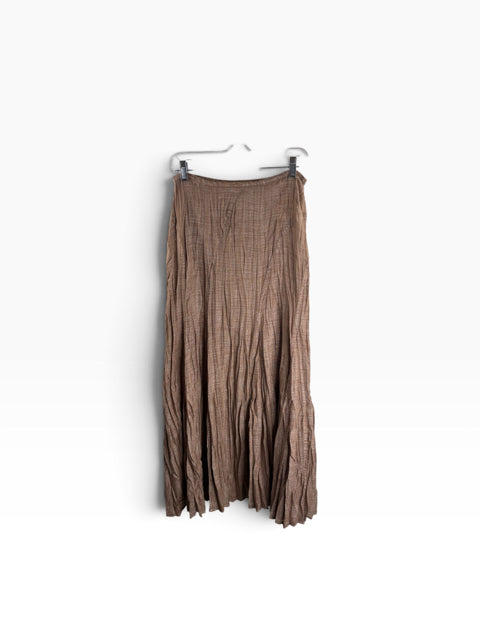 CHICOS Size CHICOS 00 Brown Midi Crinkle SKIRT