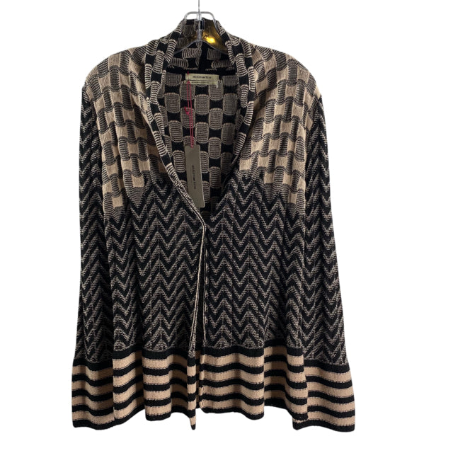 ALDO MARTIN'S Size 6 Cream/Black ZigZag Long Sleeve Open Front NWT SWEATER