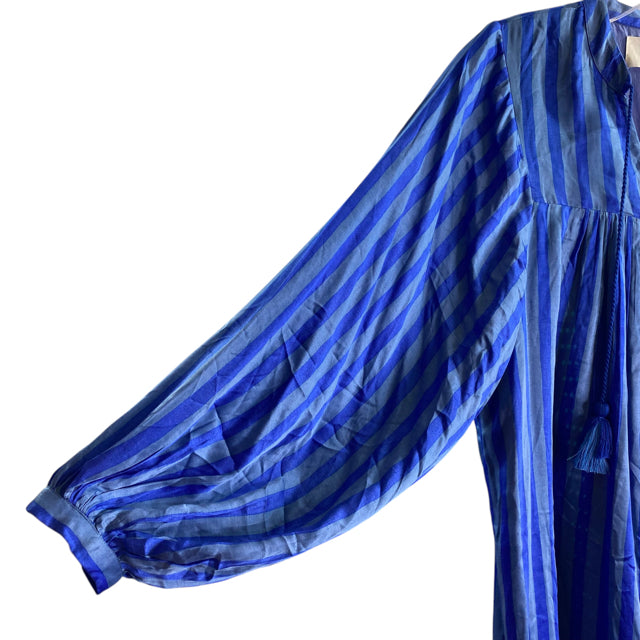 PRINTFRESH Size MEDIUM Blue Stripe Long Sleeve Cotton DRESS