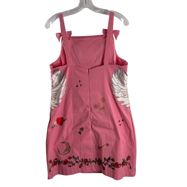 ANTHROPOLOGIE Size LARGE Pink Novelty Strappy DRESS