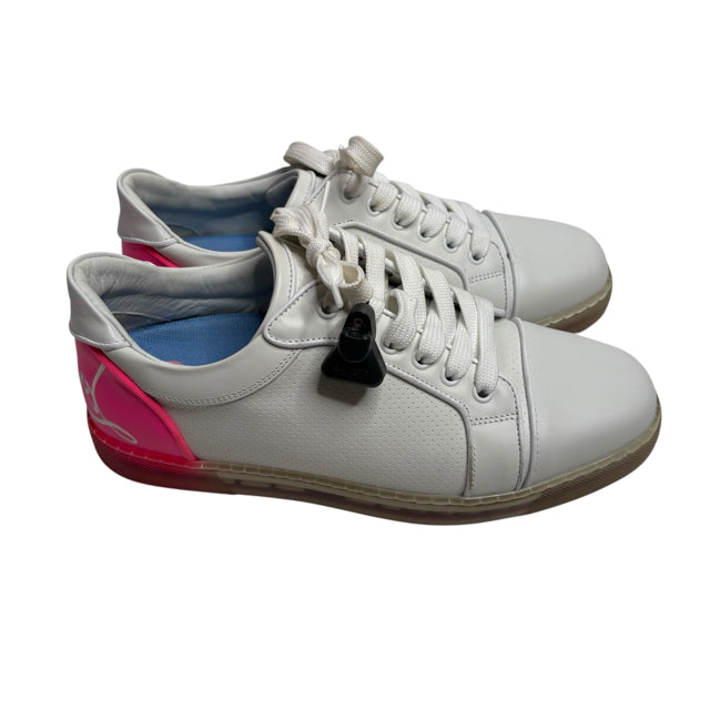 LOUBOUTIN Size 40 White/Pink Sneaker NEW - BOX SHOE