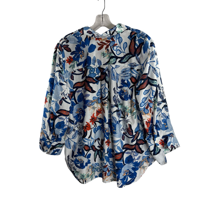 CHICOS Size CHICOS 0 Blue/Multi Floral 3/4 Sleeve BLOUSE