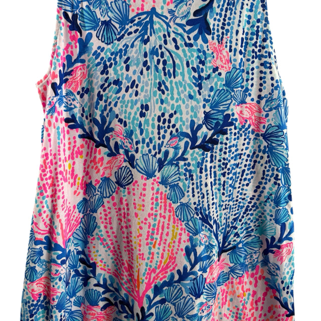 LILLY PULITZER Size X-SMALL Blue/Multi Print Sleeveless Pima Cotton DRESS