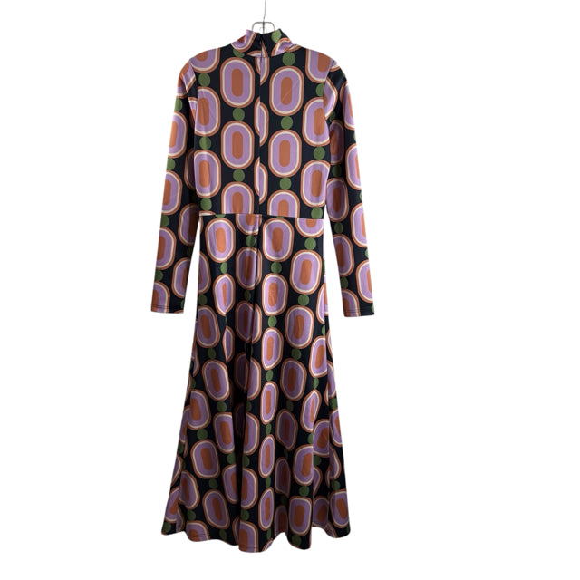ELIZABETH JAMES Size MEDIUM Lavender/Multi Print Long Sleeve Polyester NWT DRESS