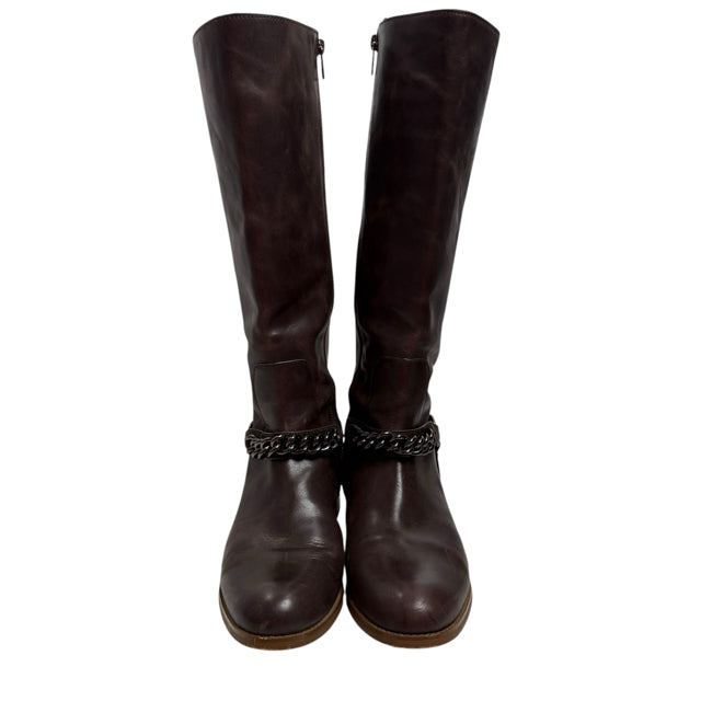COACH Size 9 Dark Brown Knee High Leather BOOT