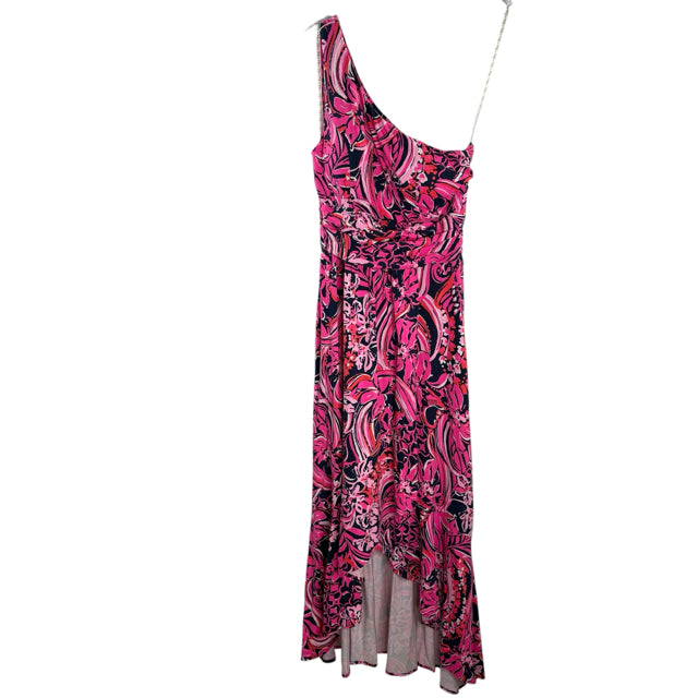 LILLY PULITZER Size X-SMALL Pink/Navy Print One Shoulder DRESS