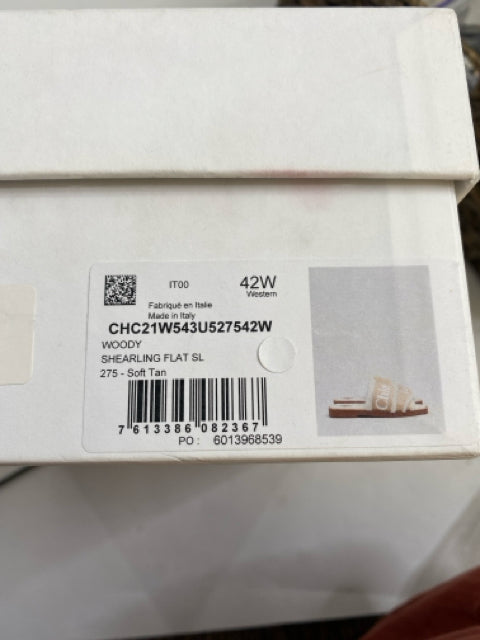 CHLOE Size 42 Cream Sandal Shearling BOX SHOE