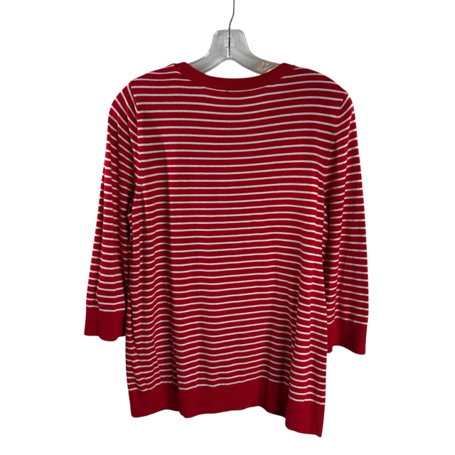 TALBOTS Size X Red/White Stripe 3/4 Sleeve SWEATER