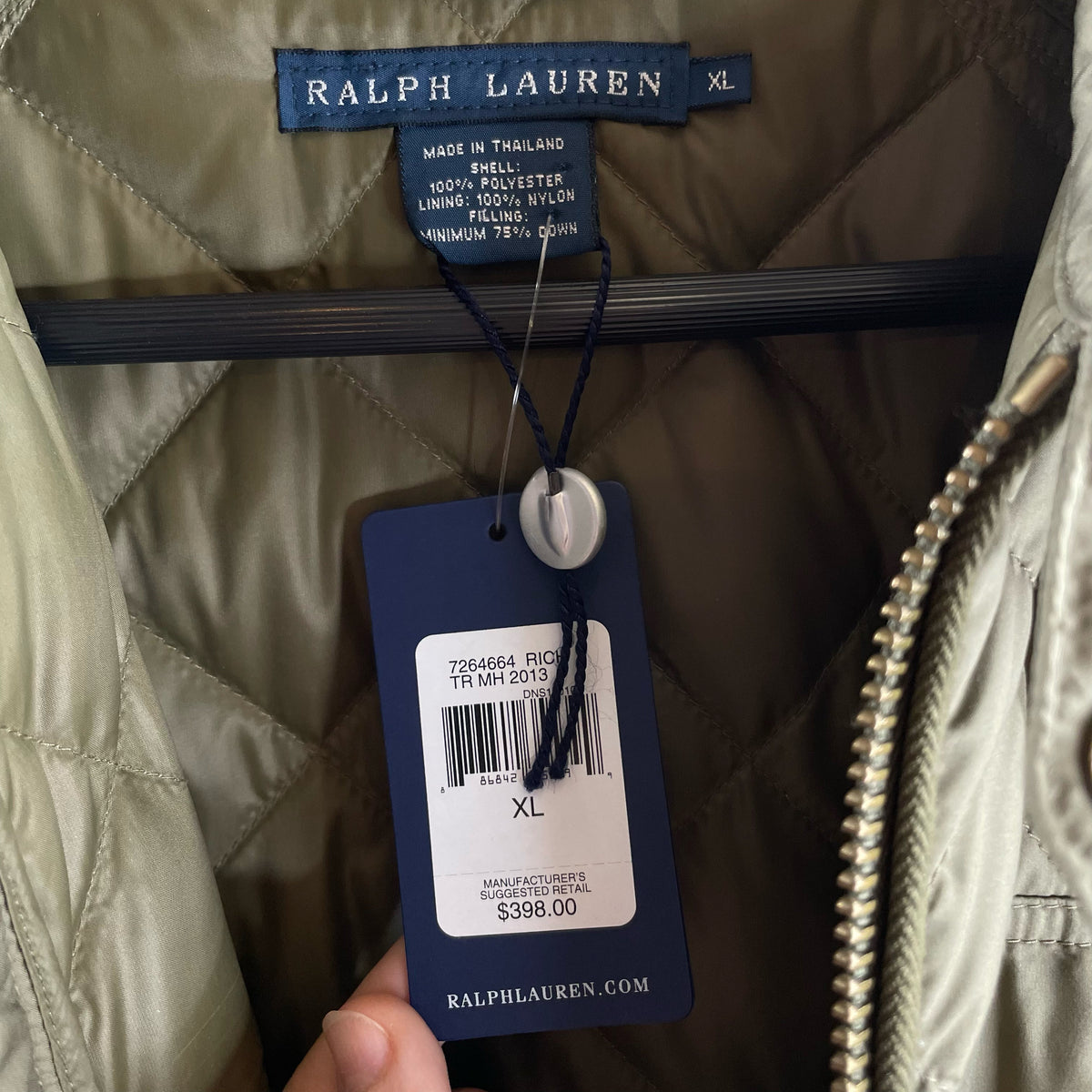 RALPH LAUREN Size X-LARGE Olive Quilted NWT JACKET