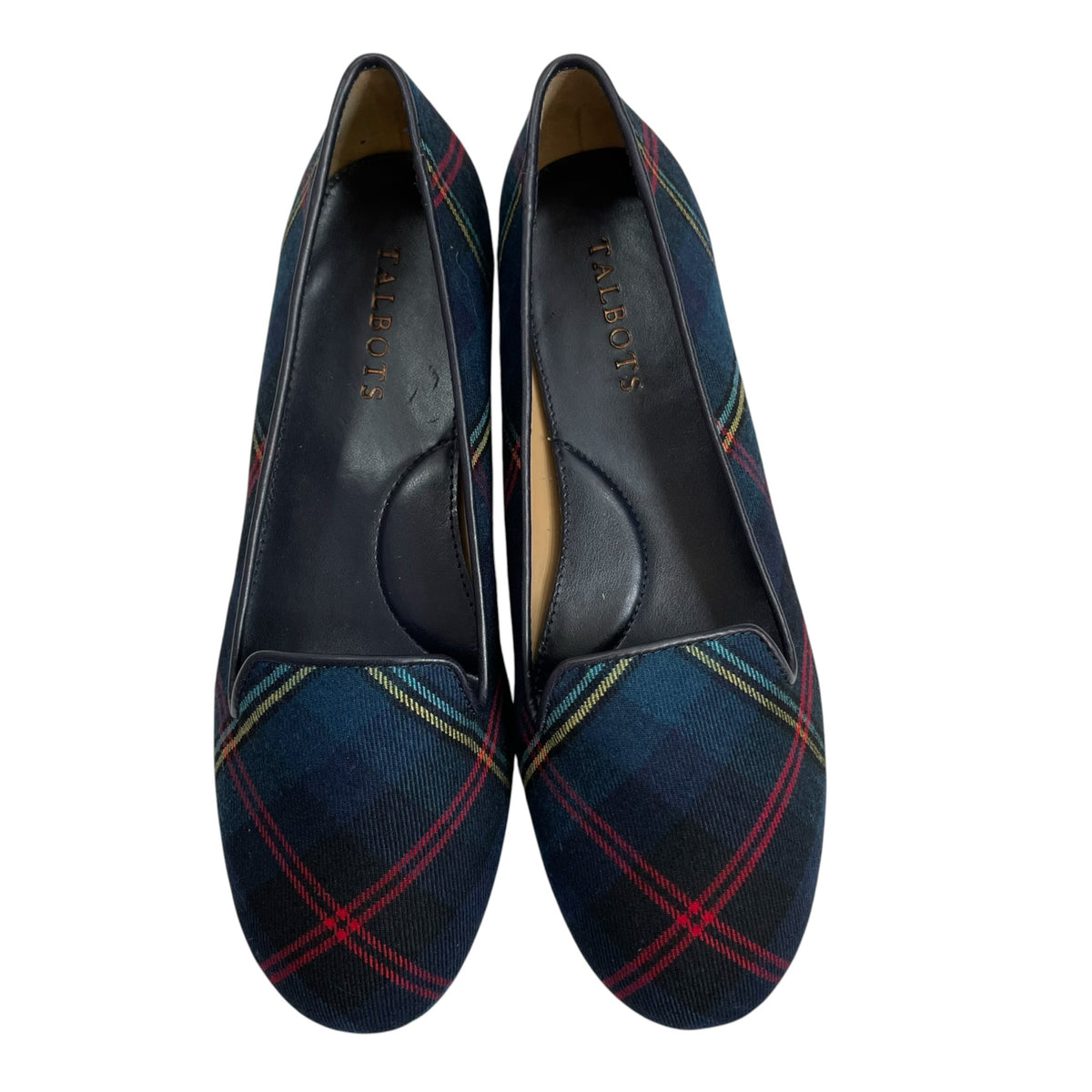 TALBOTS Size 7 1/2 Navy/Multi Flats Plaid NWOT SHOE