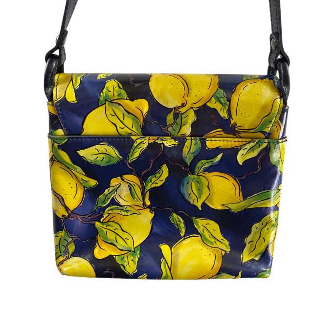 PATRICIA NASH Blue/Yellow Lemon Leather Satchel PURSE