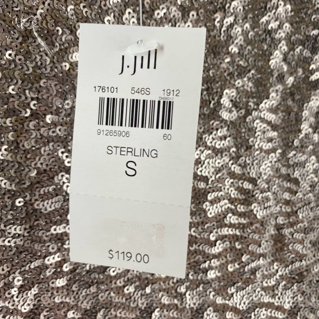 J JILL Size SMALL Silver Sequin Knee Length Nylon Blend NWT SKIRT